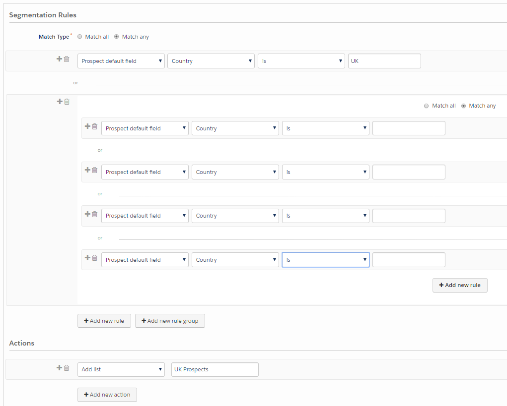 Pardot segmentation rules automation