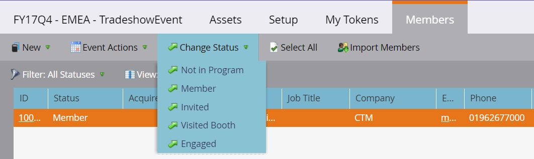 Marketo program  members tab screenshot