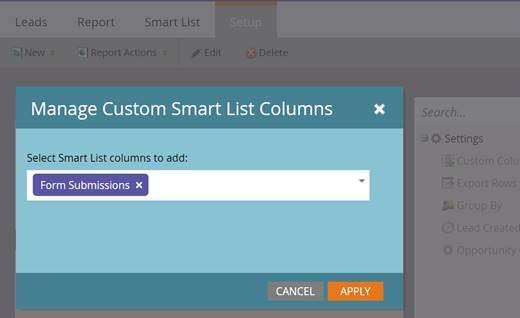 Clevertouch | Manage Marketo Custom Smart List Columns