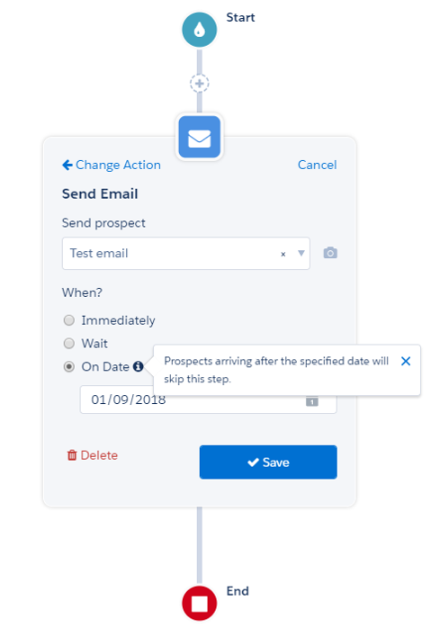 Pardot Engagement Studio - Scheduled Email Steps