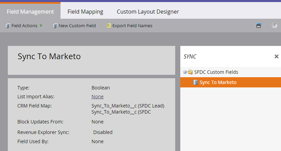 Custom sync filter using Marketo - screenshot
